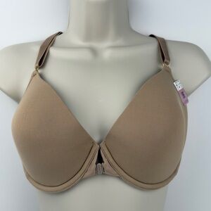 Vassarette 38D Front Close Racerback T-Shirt Bra Nude Smooth Cups NWT Vassarette